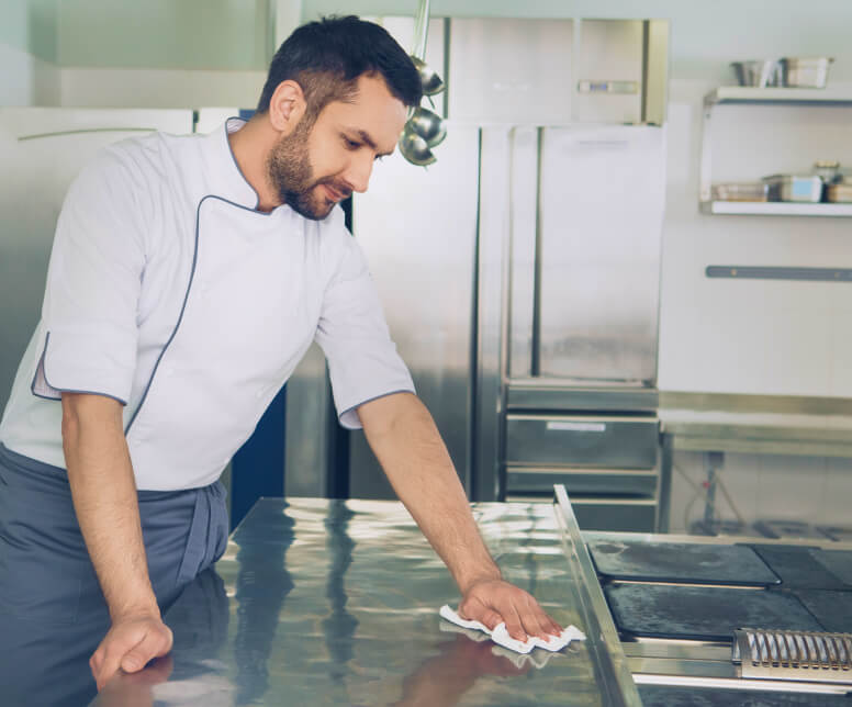 Chef uses Quick Job to clean kitchen