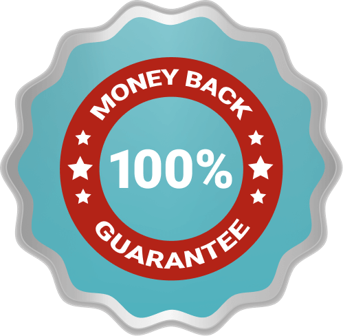 100% satisfaction guaranteed or money back badge icon